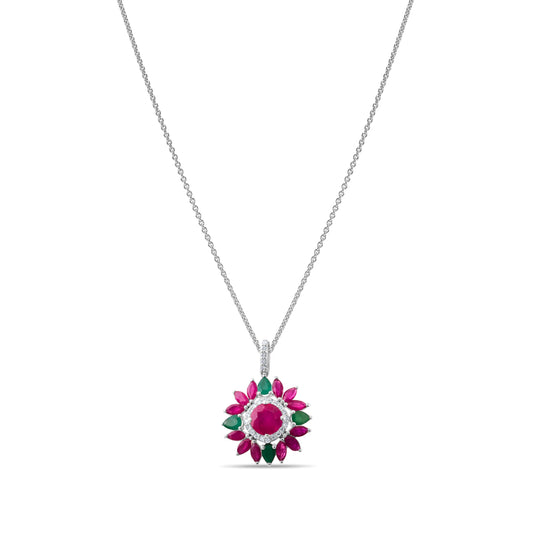 6.55 Carat Natural Diamond and Ruby Necklace – Fine Jewelry Design - Gold Stone Diamond