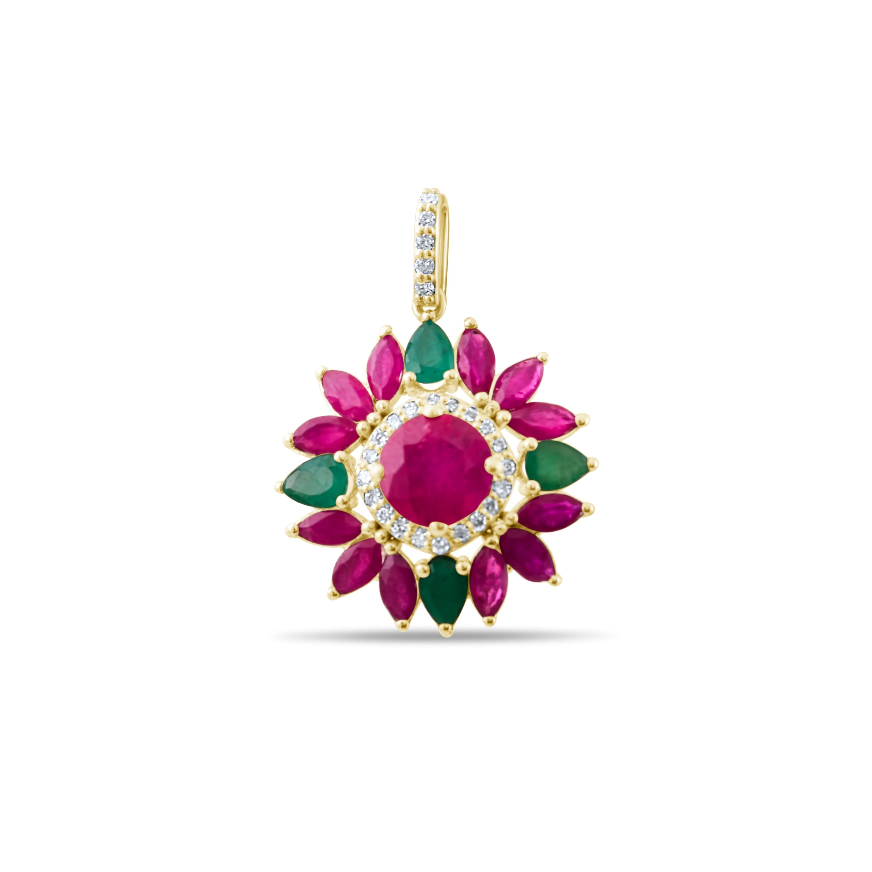 6.55 Carat Natural Diamond and Ruby Necklace – Fine Jewelry Design - Gold Stone Diamond