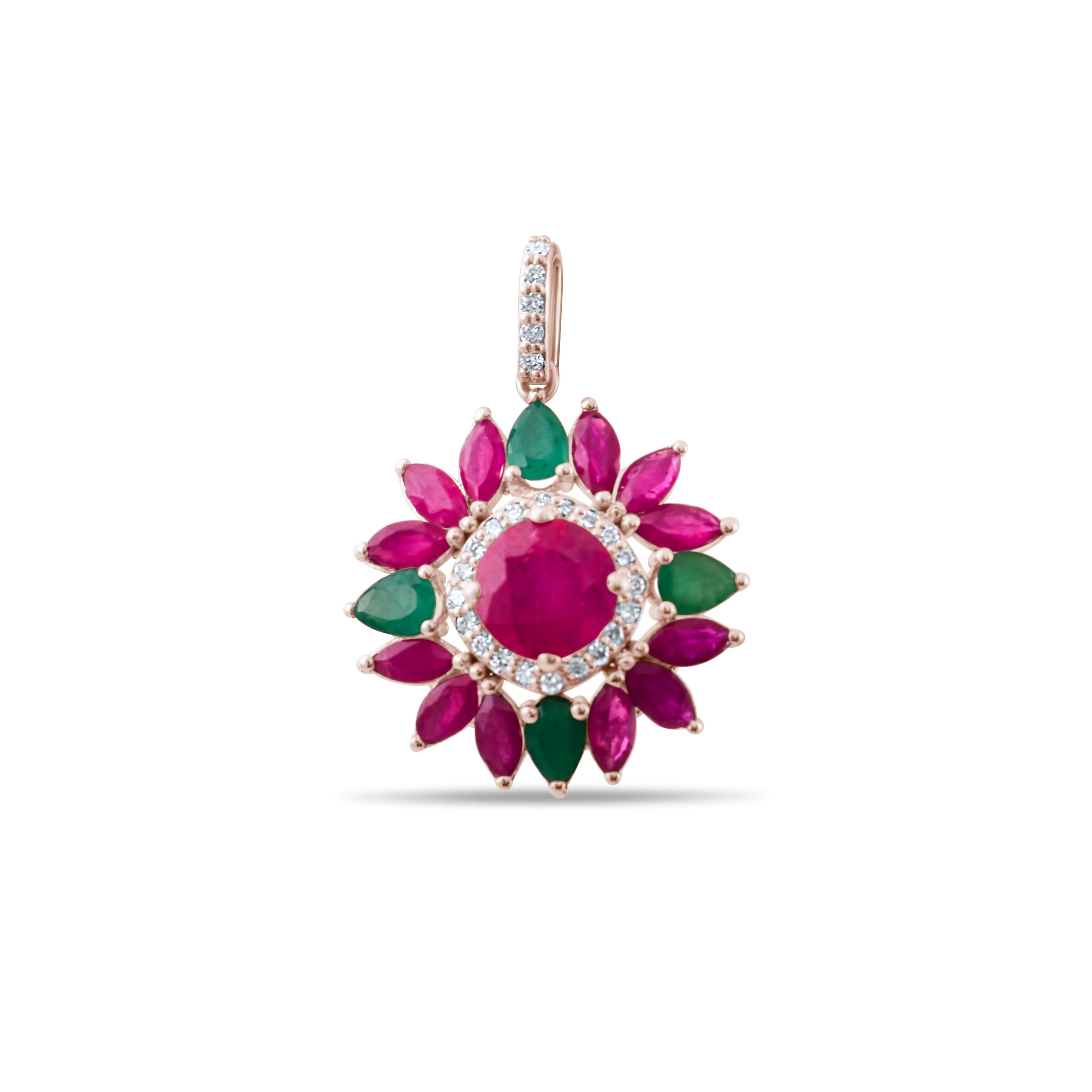 6.55 Carat Natural Diamond and Ruby Necklace – Fine Jewelry Design - Gold Stone Diamond