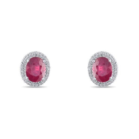 6.02 Carat Natural Diamond and Ruby Earrings – Fine Jewelry Design - Gold Stone Diamond