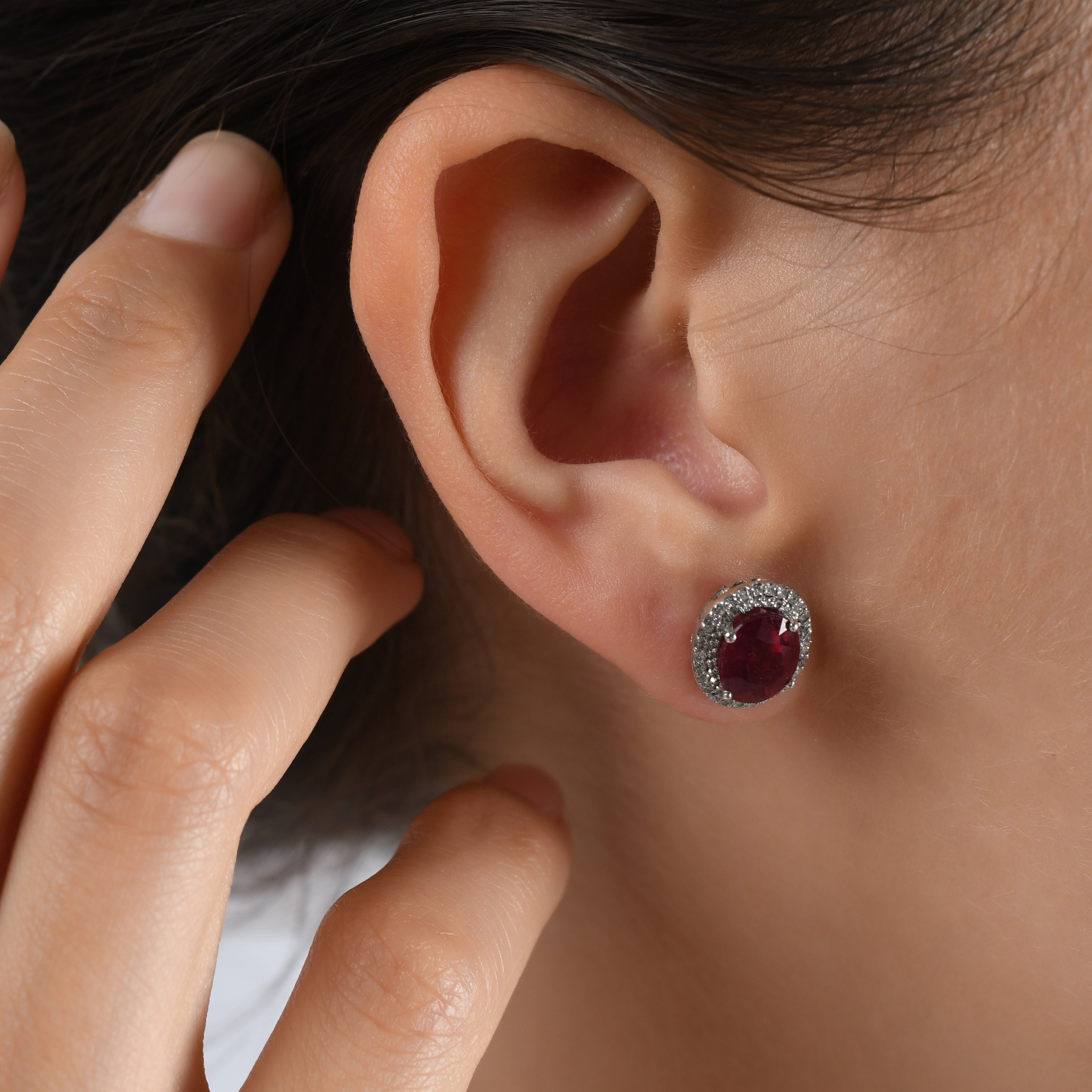 6.02 Carat Natural Diamond and Ruby Earrings – Fine Jewelry Design - Gold Stone Diamond