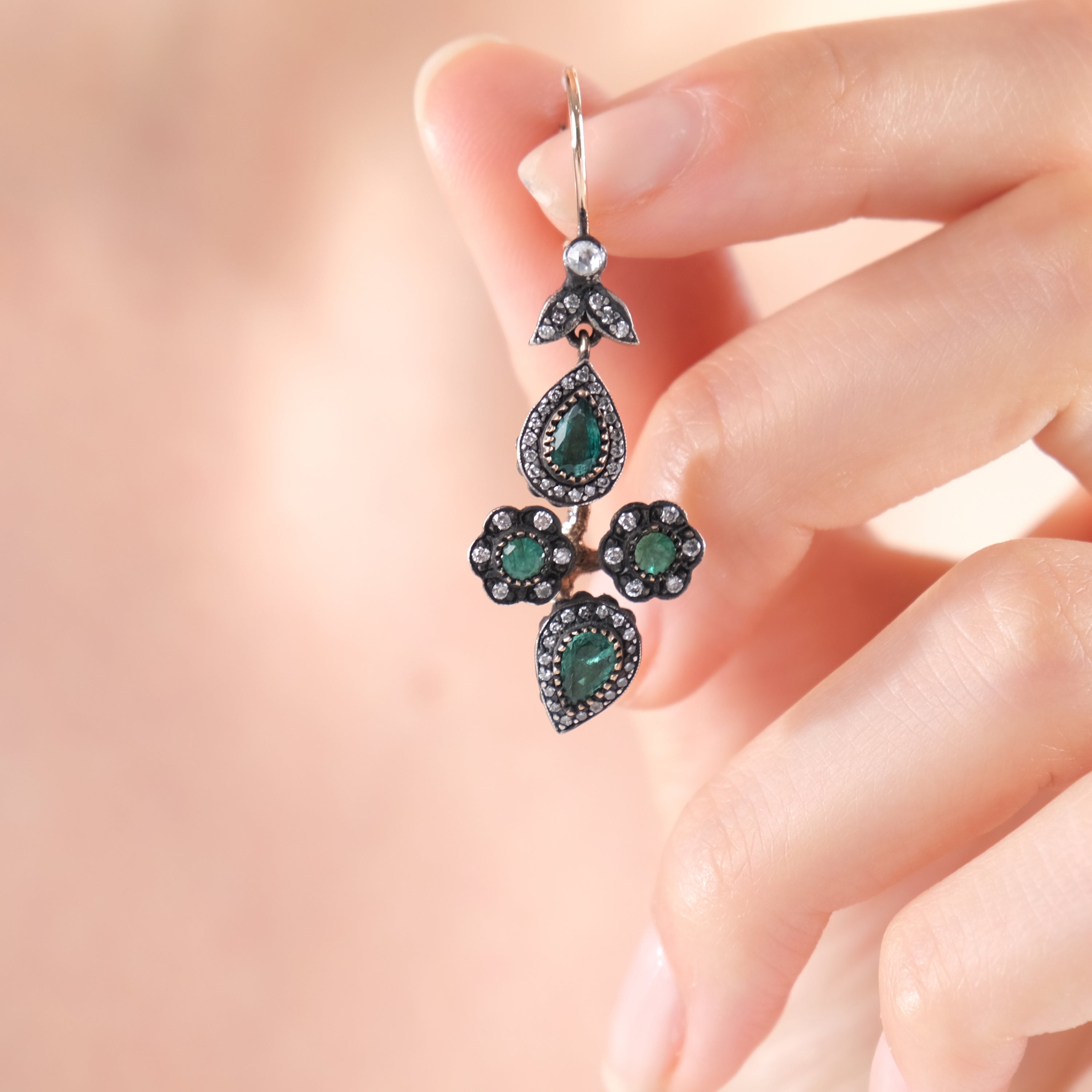 6 Carat Natural Diamond and Emerald Earrings – Fine Jewelry Design - Gold Stone Diamond
