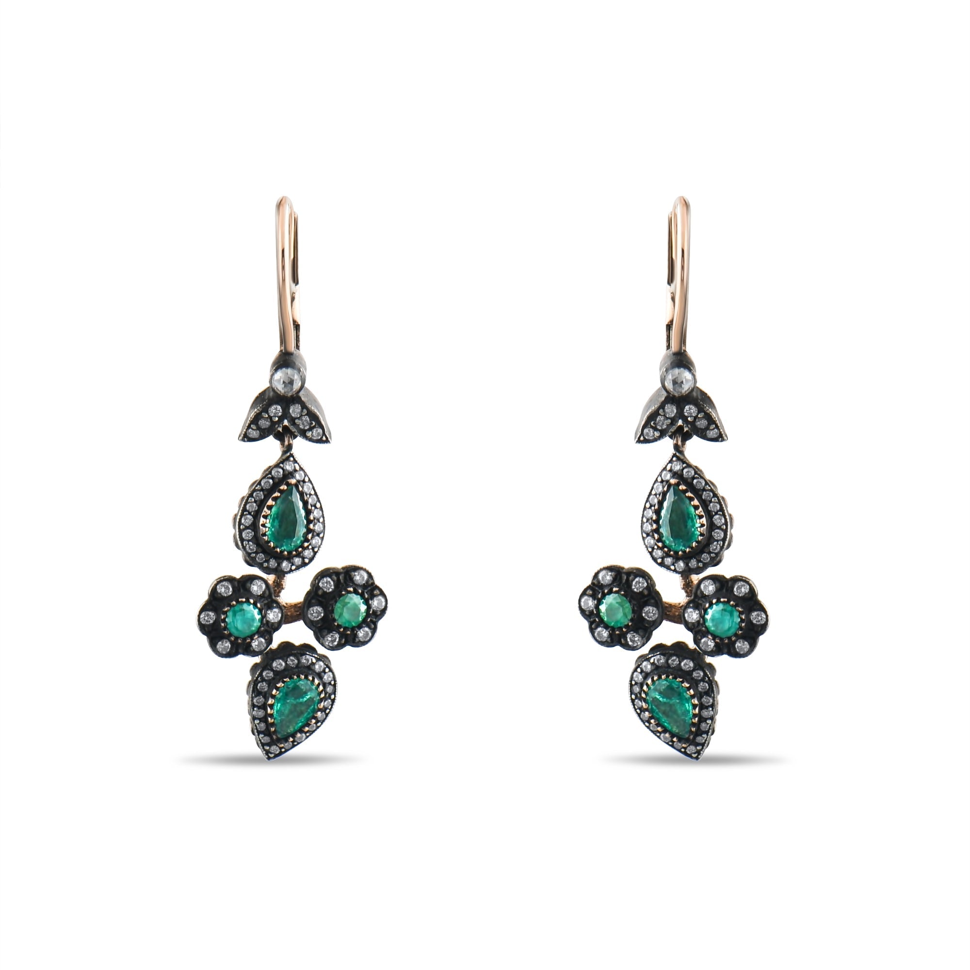 6 Carat Natural Diamond and Emerald Earrings – Fine Jewelry Design - Gold Stone Diamond