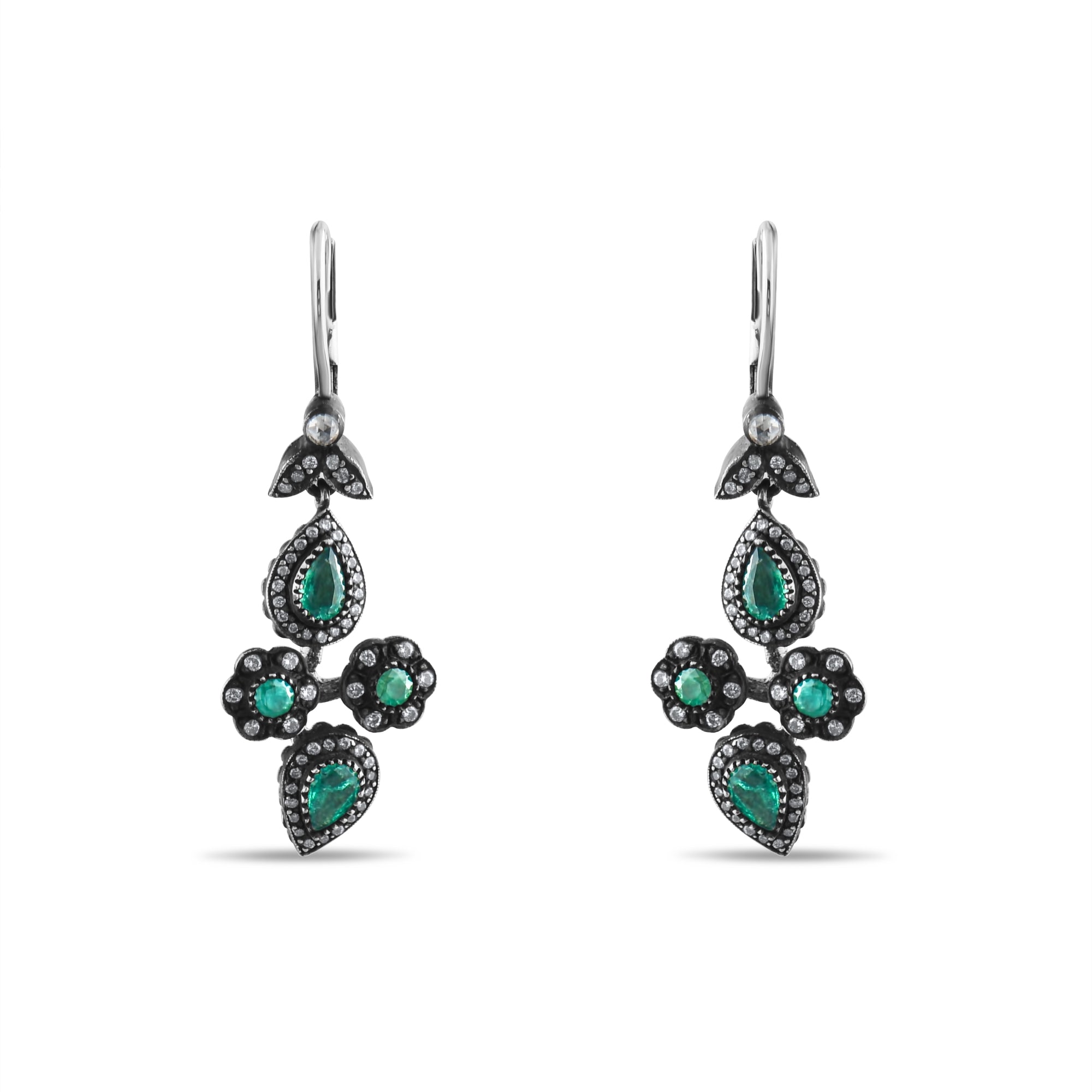 6 Carat Natural Diamond and Emerald Earrings – Fine Jewelry Design - Gold Stone Diamond