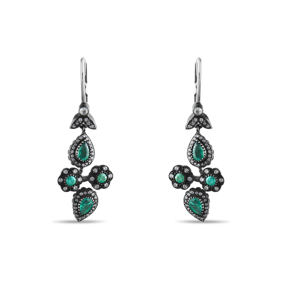6 Carat Natural Diamond and Emerald Earrings – Fine Jewelry Design - Gold Stone Diamond