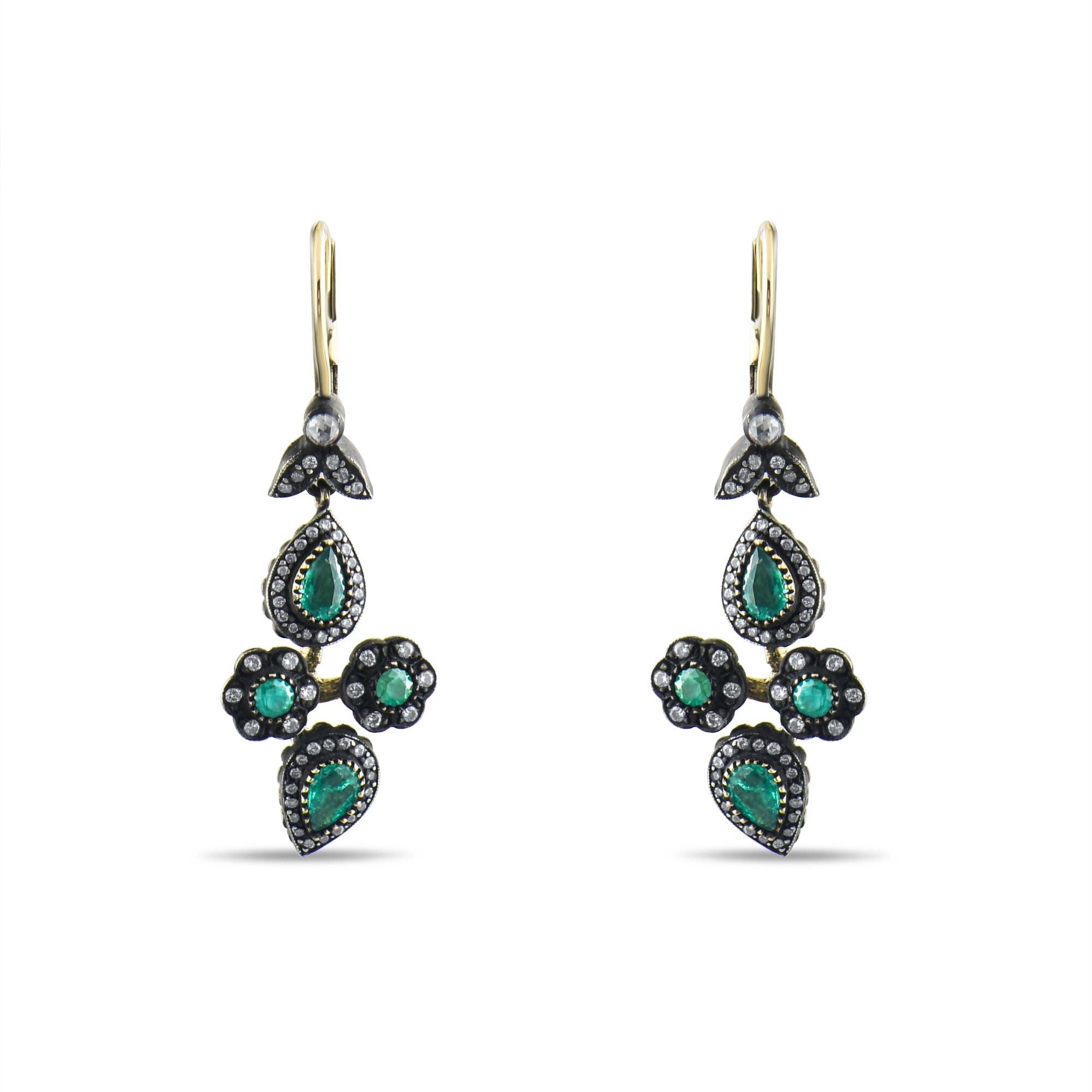 6 Carat Natural Diamond and Emerald Earrings – Fine Jewelry Design - Gold Stone Diamond
