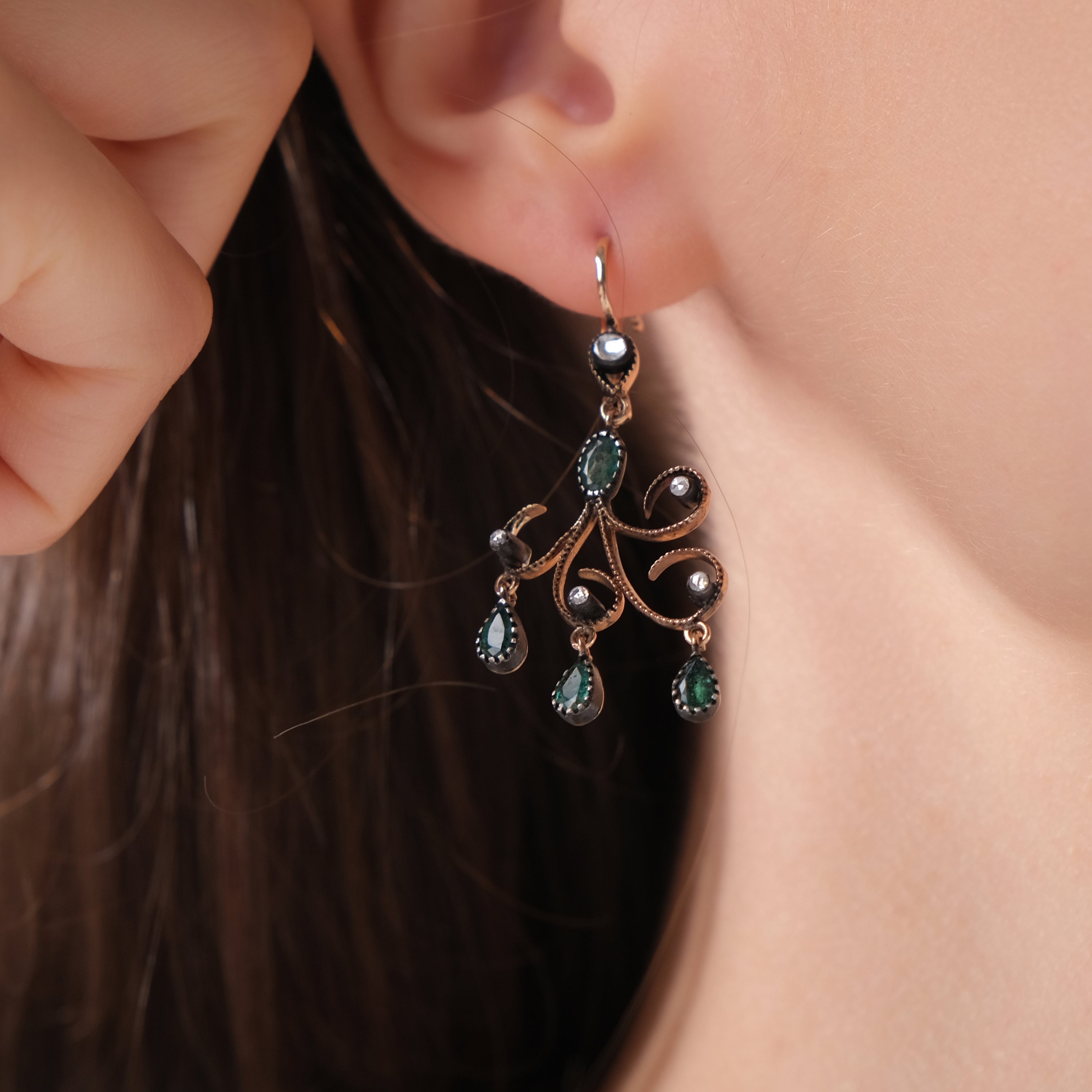 2.2 Carat Natural Diamond and Emerald Earrings – Fine Jewelry Design - Gold Stone Diamond