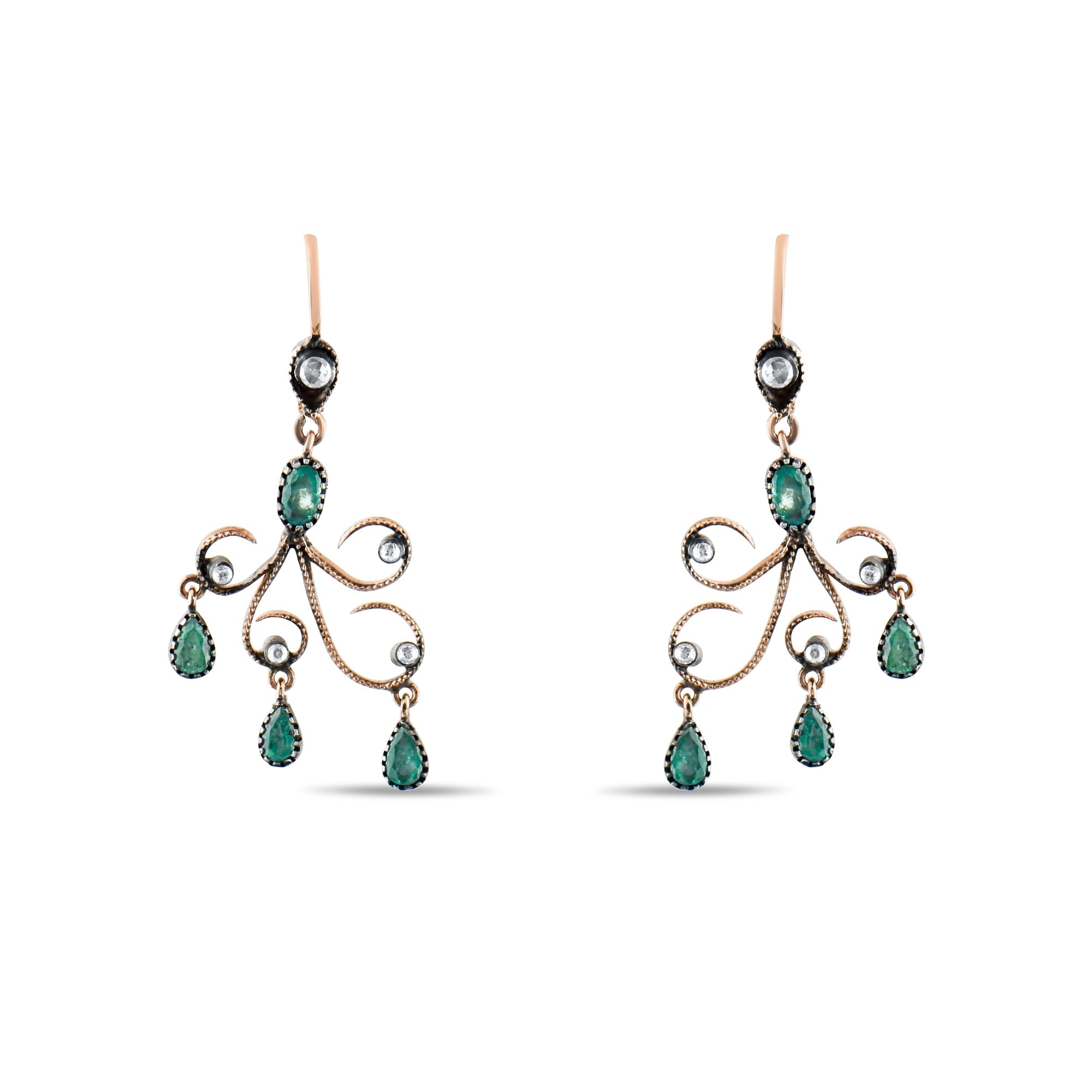 2.2 Carat Natural Diamond and Emerald Earrings – Fine Jewelry Design - Gold Stone Diamond