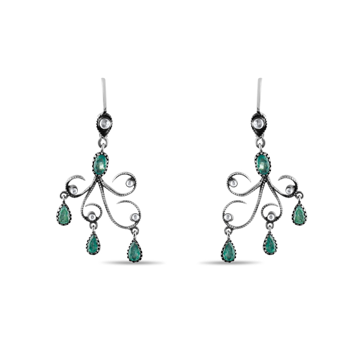 2.2 Carat Natural Diamond and Emerald Earrings – Fine Jewelry Design - Gold Stone Diamond