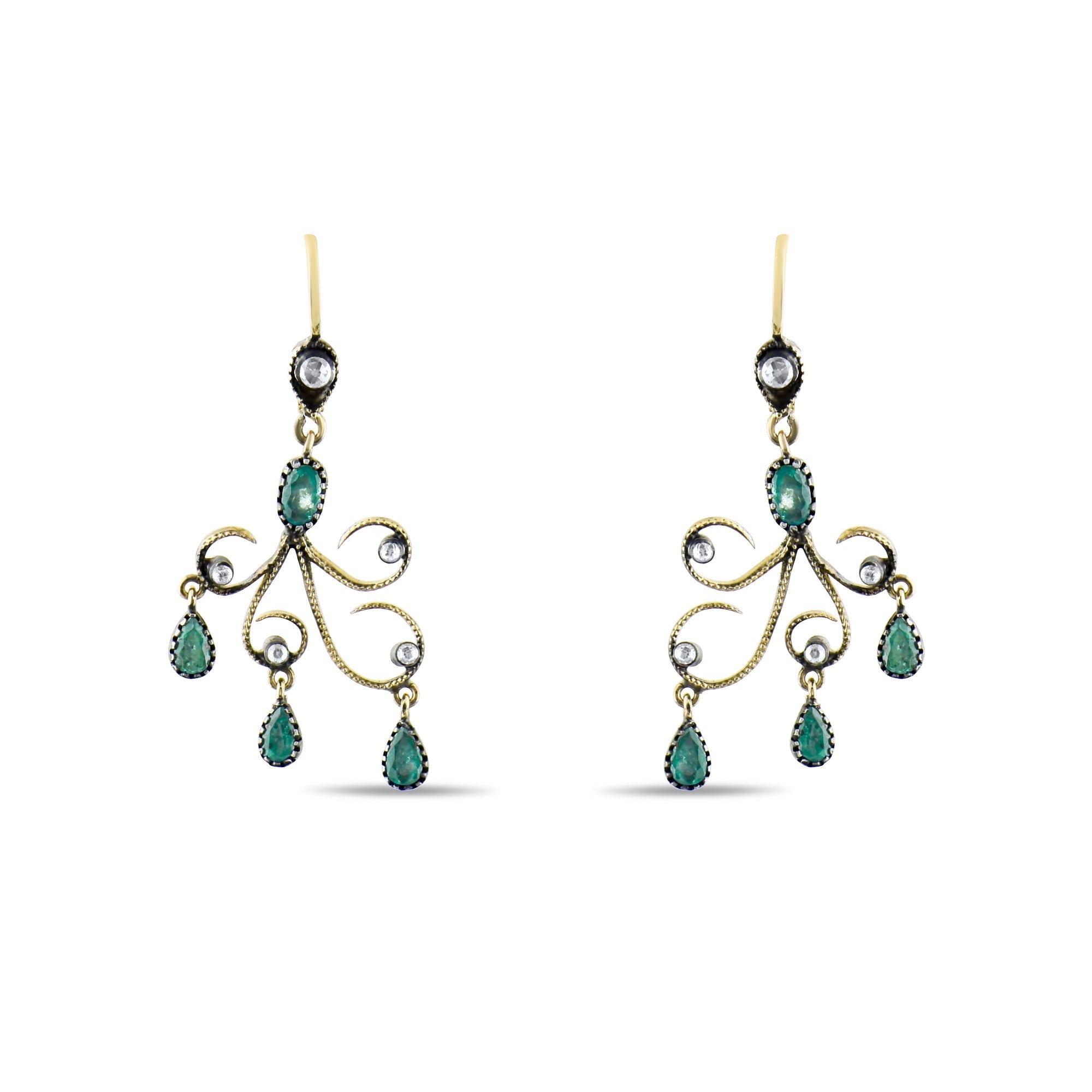 2.2 Carat Natural Diamond and Emerald Earrings – Fine Jewelry Design - Gold Stone Diamond