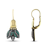 3.56 Carat Natural Diamond and Emerald Earrings – Fine Jewelry - Gold Stone Diamond