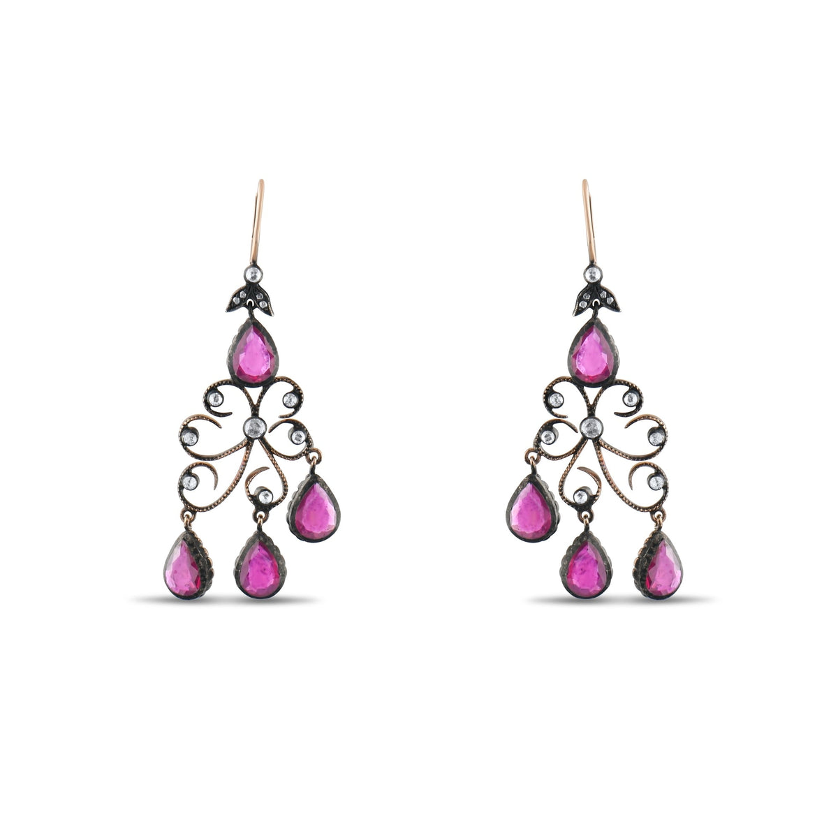 5.6 Carat Natural Diamond and Ruby Earrings – Fine Jewelry Design - Gold Stone Diamond