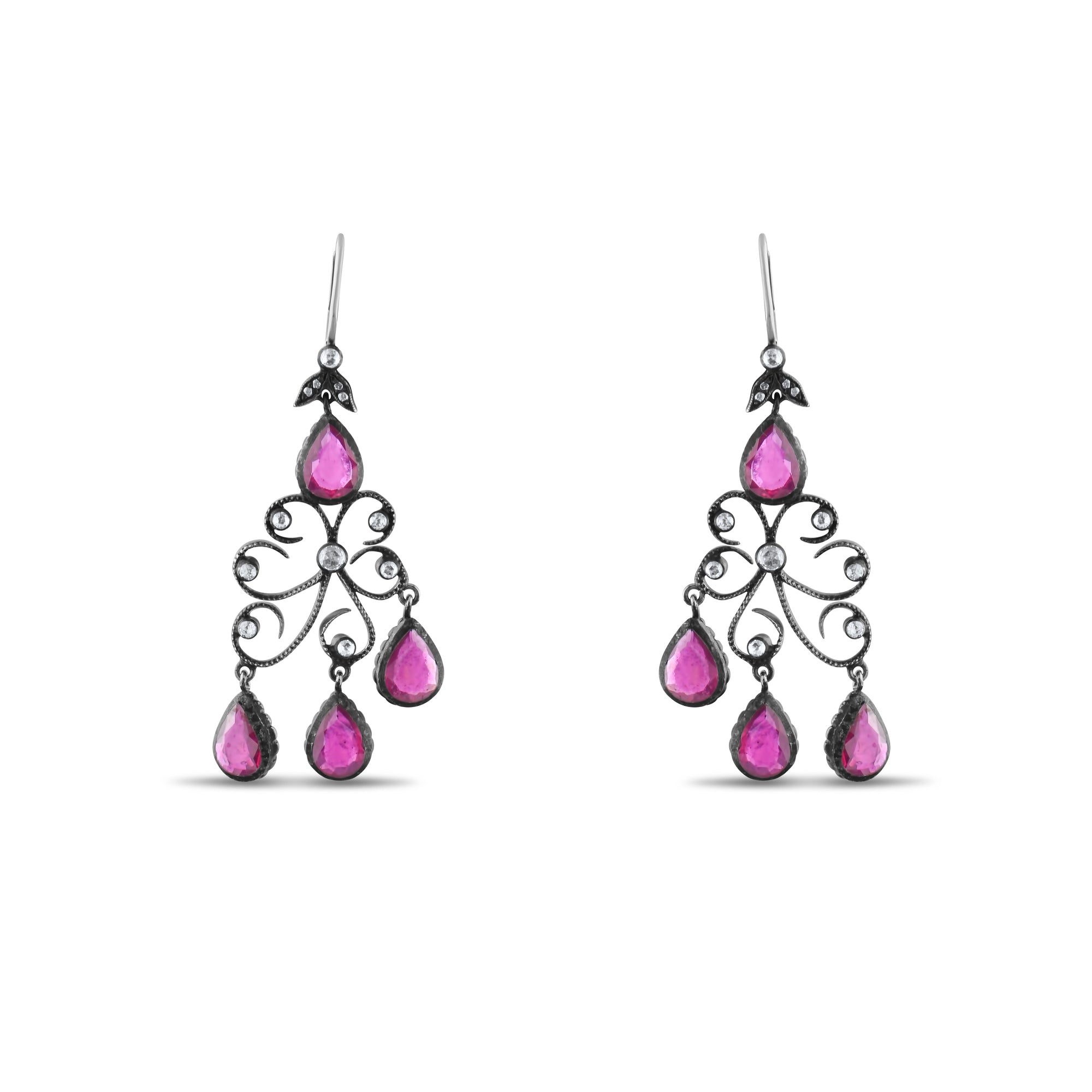 5.6 Carat Natural Diamond and Ruby Earrings – Fine Jewelry Design - Gold Stone Diamond