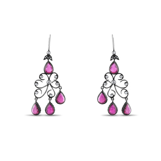 5.6 Carat Natural Diamond and Ruby Earrings – Fine Jewelry Design - Gold Stone Diamond