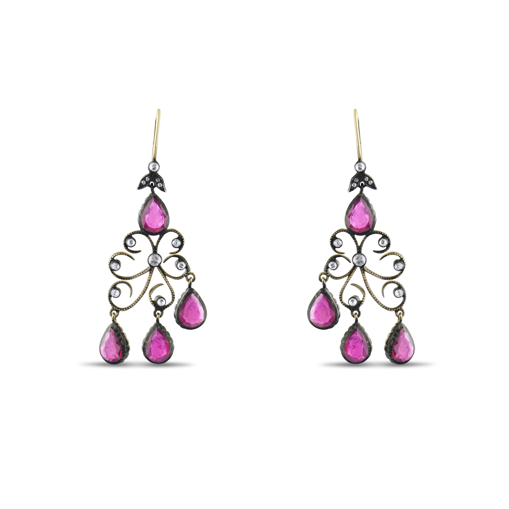 5.6 Carat Natural Diamond and Ruby Earrings – Fine Jewelry Design - Gold Stone Diamond