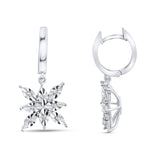 0.06 Carat Natural Diamond Snowflake Earrings – Fine Jewelry Gift - Gold Stone Diamond