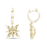 0.06 Carat Natural Diamond Snowflake Earrings – Fine Jewelry Gift - Gold Stone Diamond