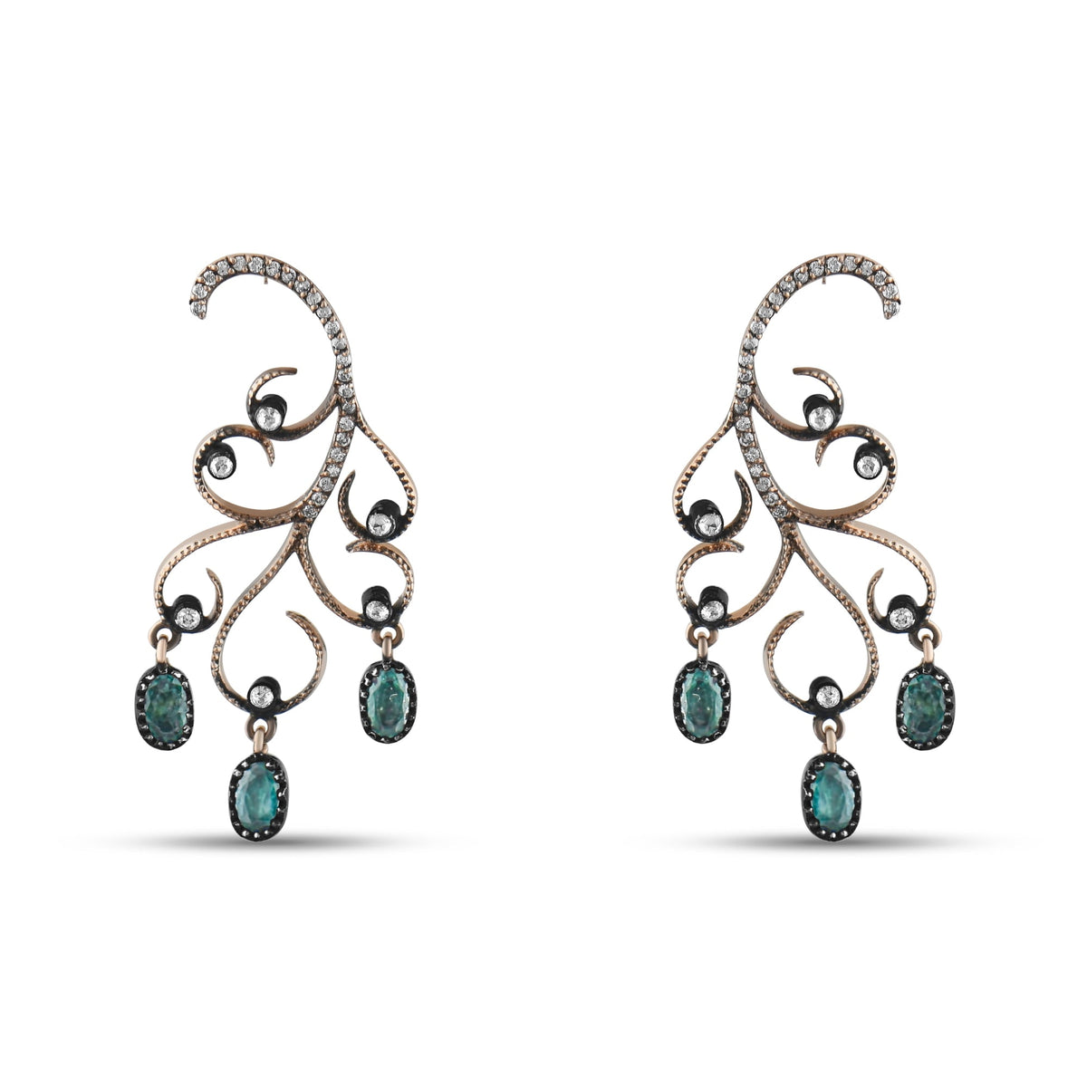 1.69 Carat Natural Diamond and Emerald Earrings – Fine Jewelry Design - Gold Stone Diamond