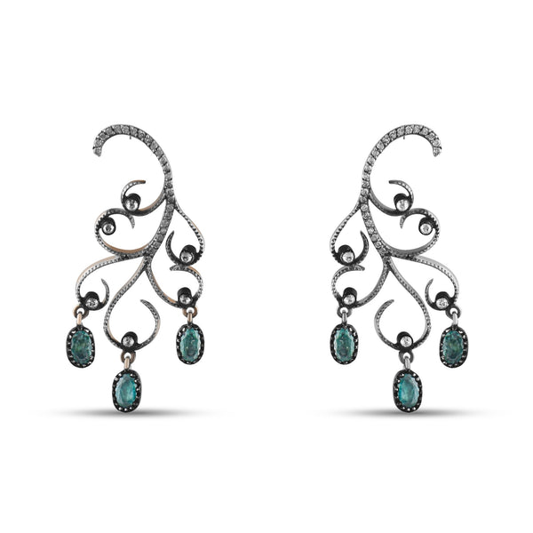 1.69 Carat Natural Diamond and Emerald Earrings – Fine Jewelry Design