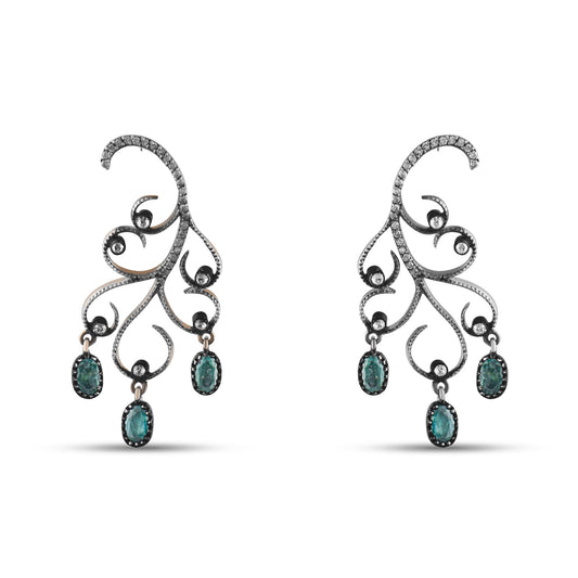1.69 Carat Natural Diamond and Emerald Earrings – Fine Jewelry Design - Gold Stone Diamond