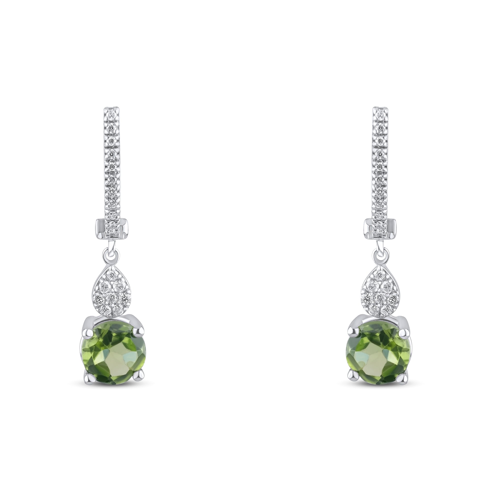 2.07 Carat Natural Diamond and Peridot Earrings – Fine Jewelry Design - Gold Stone Diamond