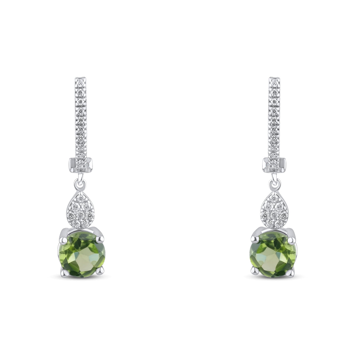 2.07 Carat Natural Diamond and Peridot Earrings – Fine Jewelry Design - Gold Stone Diamond