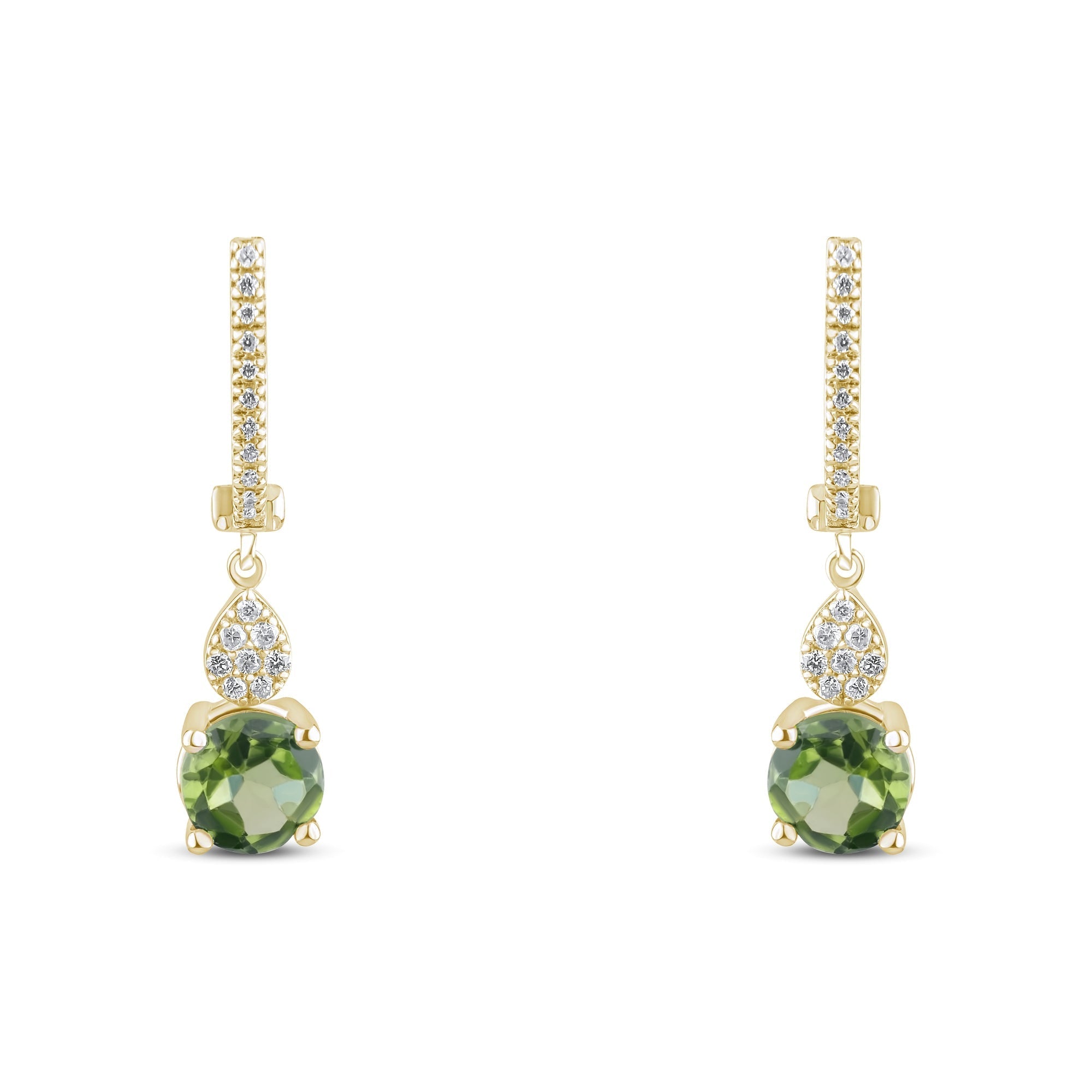 2.07 Carat Natural Diamond and Peridot Earrings – Fine Jewelry Design - Gold Stone Diamond