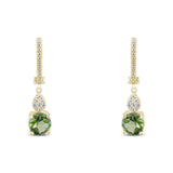 2.07 Carat Natural Diamond and Peridot Earrings – Fine Jewelry Design - Gold Stone Diamond