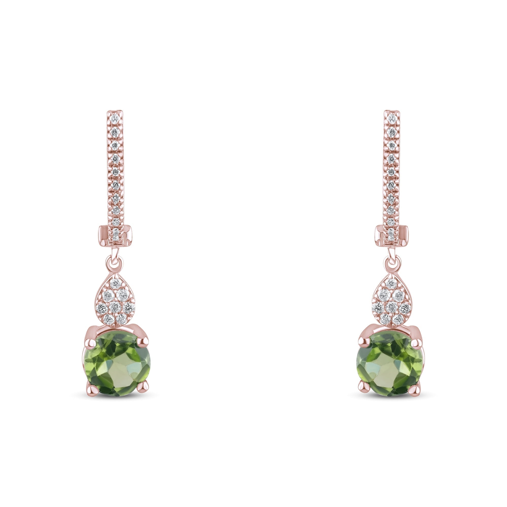 2.07 Carat Natural Diamond and Peridot Earrings – Fine Jewelry Design - Gold Stone Diamond