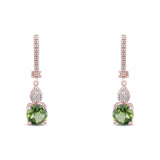 2.07 Carat Natural Diamond and Peridot Earrings – Fine Jewelry Design - Gold Stone Diamond
