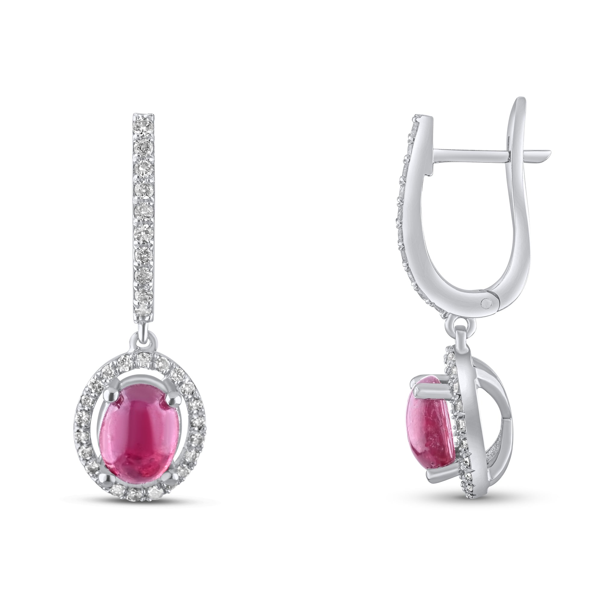 5.65 Carat Natural Diamond and Ruby Earrings – Fine Jewelry Design - Gold Stone Diamond