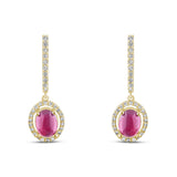 5.65 Carat Natural Diamond and Ruby Earrings – Fine Jewelry Design - Gold Stone Diamond