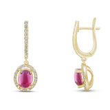 5.65 Carat Natural Diamond and Ruby Earrings – Fine Jewelry Design - Gold Stone Diamond