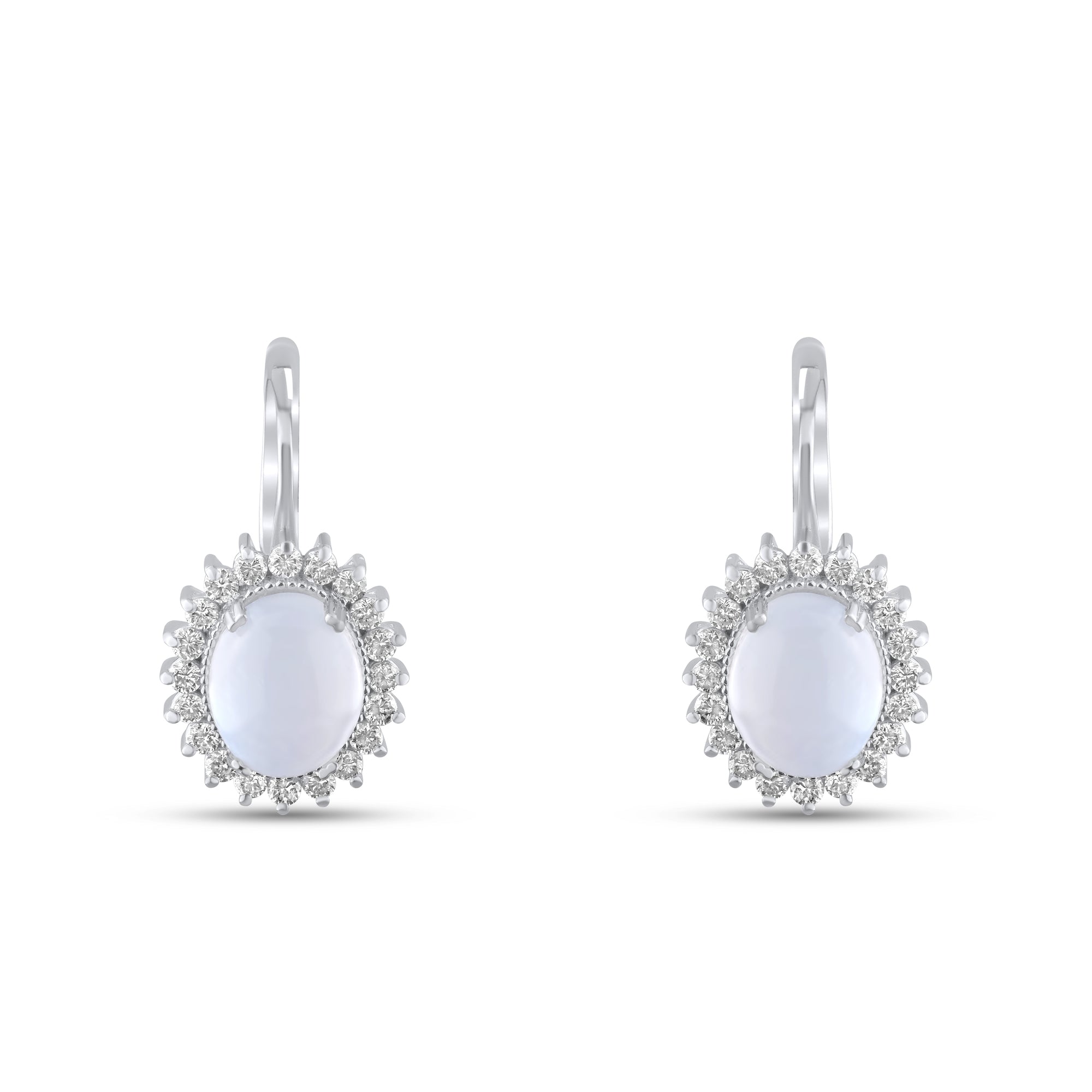 4.72 Carat Natural Diamond and Moonstone Earrings – Fine Jewelry Design - Gold Stone Diamond