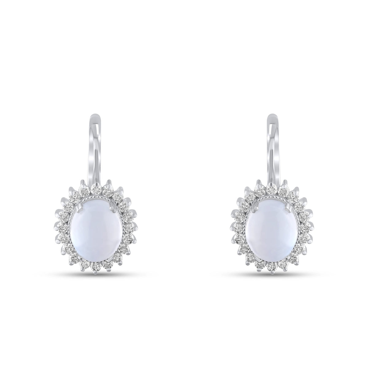 4.72 Carat Natural Diamond and Moonstone Earrings – Fine Jewelry Design - Gold Stone Diamond
