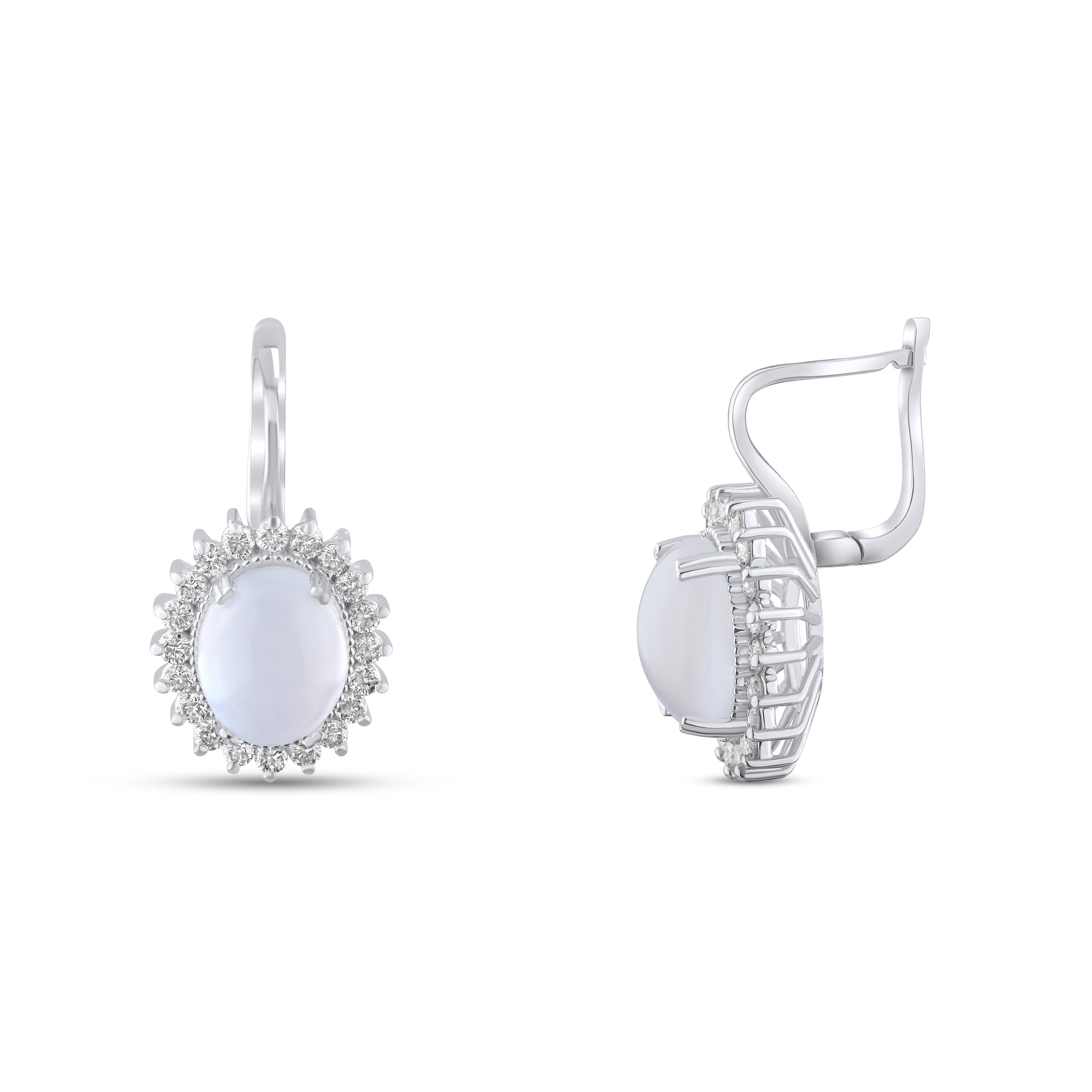 4.72 Carat Natural Diamond and Moonstone Earrings – Fine Jewelry Design - Gold Stone Diamond