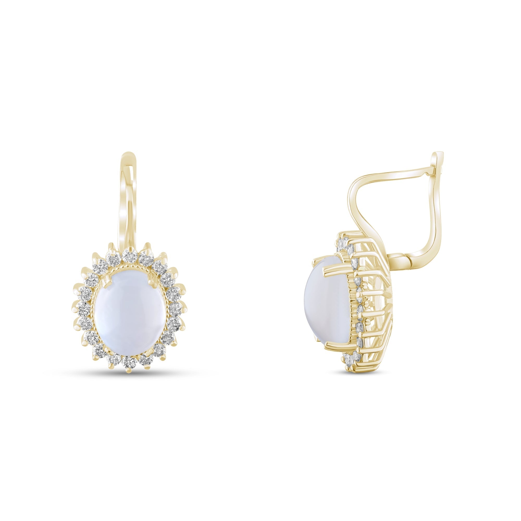 4.72 Carat Natural Diamond and Moonstone Earrings – Fine Jewelry Design - Gold Stone Diamond