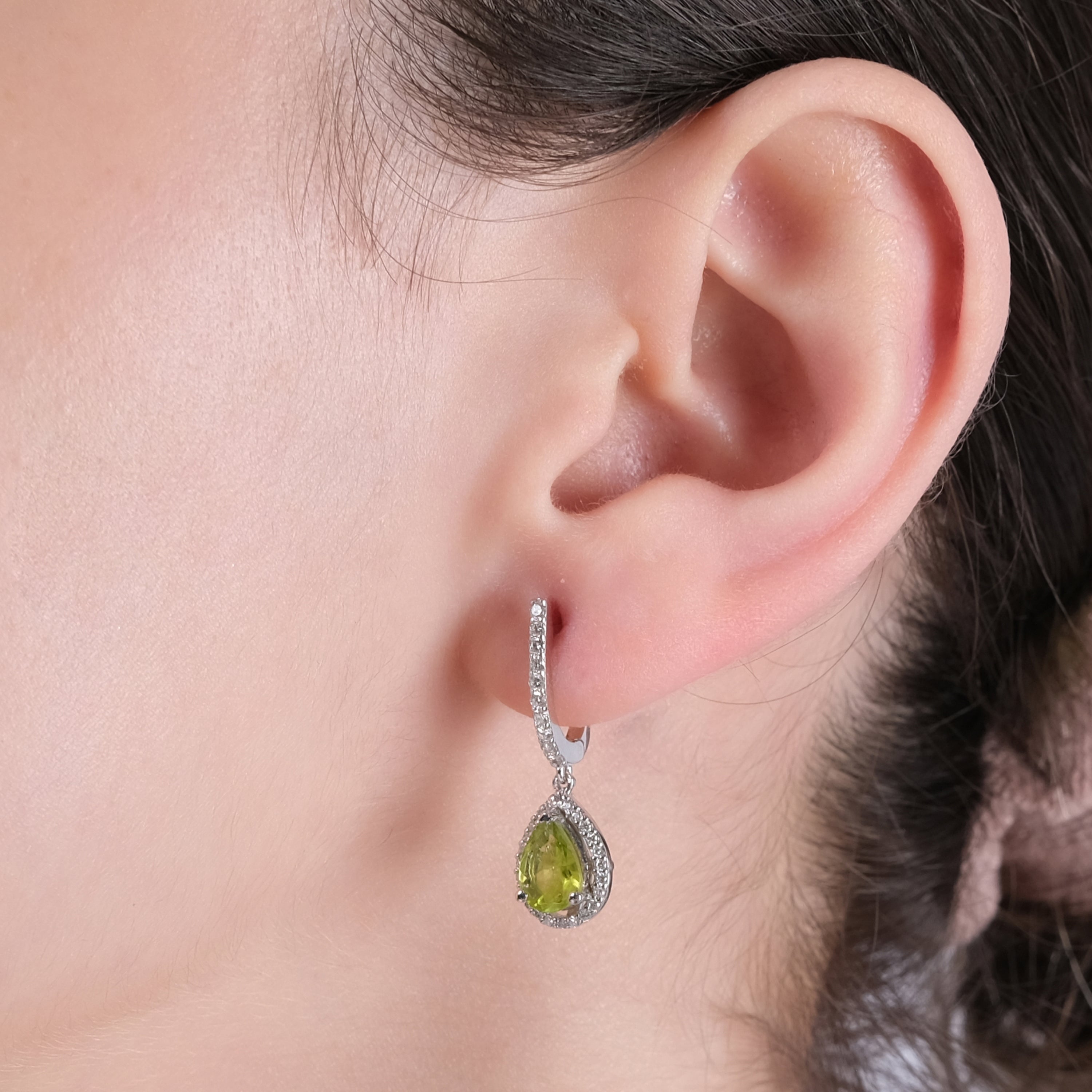 2.14 Carat Natural Diamond and Peridot Earrings – Fine Jewelry Design - Gold Stone Diamond
