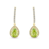 2.14 Carat Natural Diamond and Peridot Earrings – Fine Jewelry Design - Gold Stone Diamond