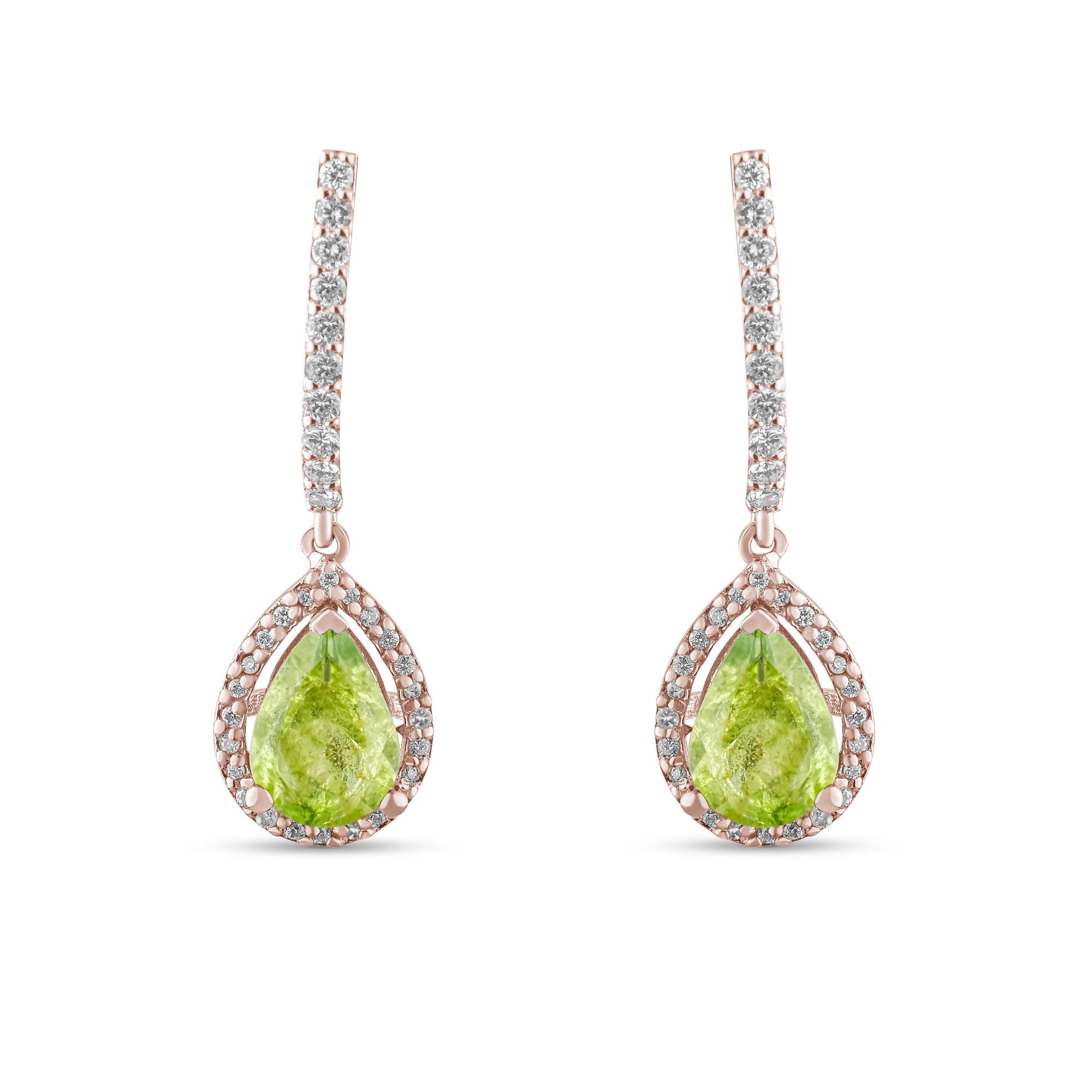 2.14 Carat Natural Diamond and Peridot Earrings – Fine Jewelry Design - Gold Stone Diamond