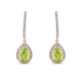 2.14 Carat Natural Diamond and Peridot Earrings – Fine Jewelry Design - Gold Stone Diamond