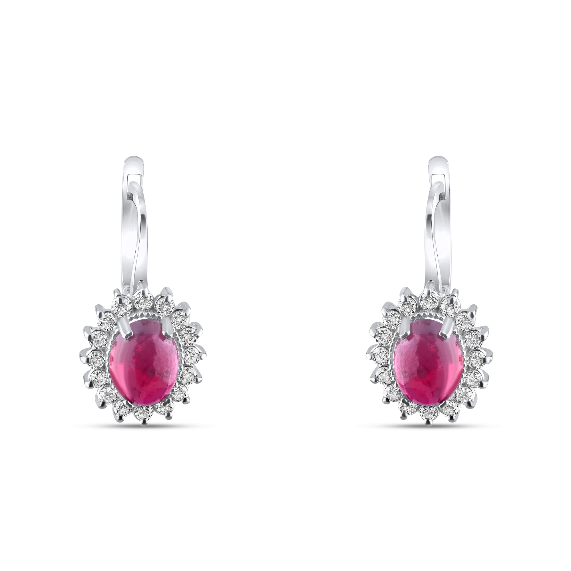 3.15 Carat Natural Diamond and Ruby Earrings – Fine Jewelry Design - Gold Stone Diamond