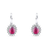 3.15 Carat Natural Diamond and Ruby Earrings – Fine Jewelry Design - Gold Stone Diamond