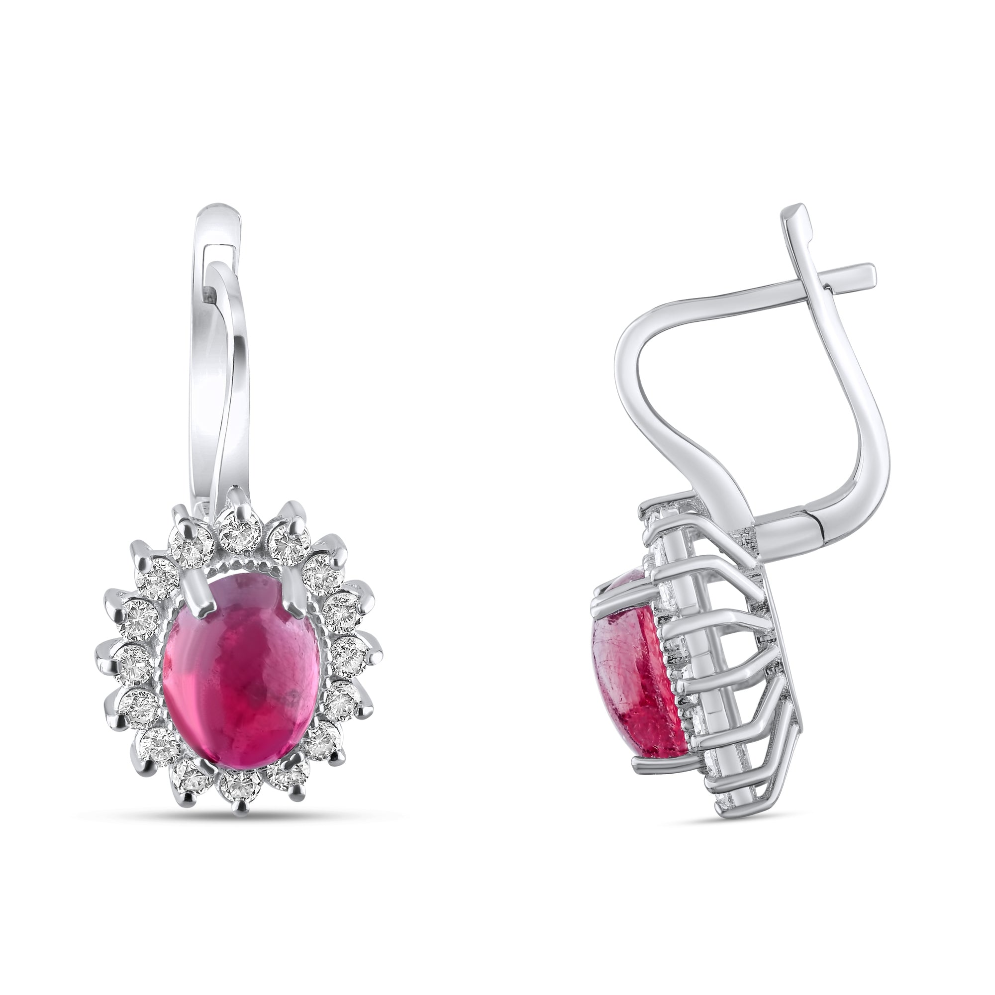 3.15 Carat Natural Diamond and Ruby Earrings – Fine Jewelry Design - Gold Stone Diamond