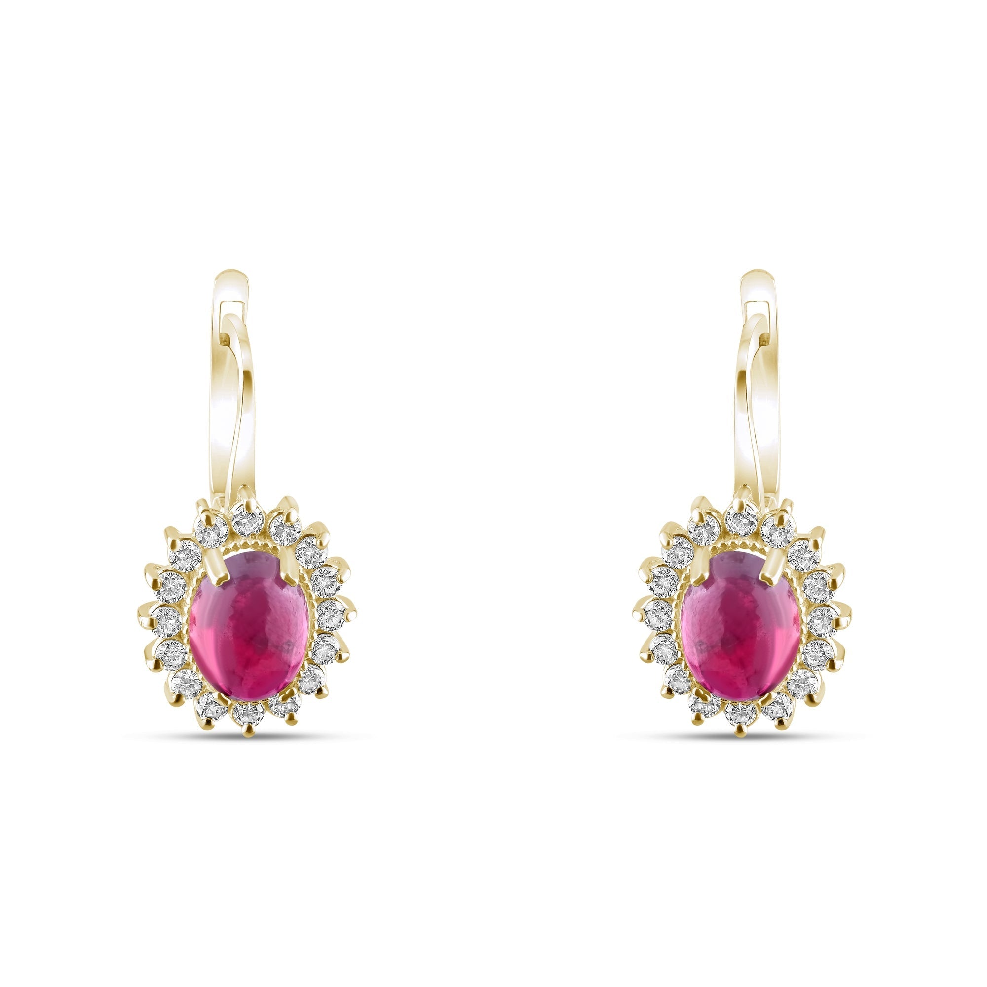3.15 Carat Natural Diamond and Ruby Earrings – Fine Jewelry Design - Gold Stone Diamond