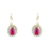 3.15 Carat Natural Diamond and Ruby Earrings – Fine Jewelry Design - Gold Stone Diamond