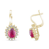 3.15 Carat Natural Diamond and Ruby Earrings – Fine Jewelry Design - Gold Stone Diamond
