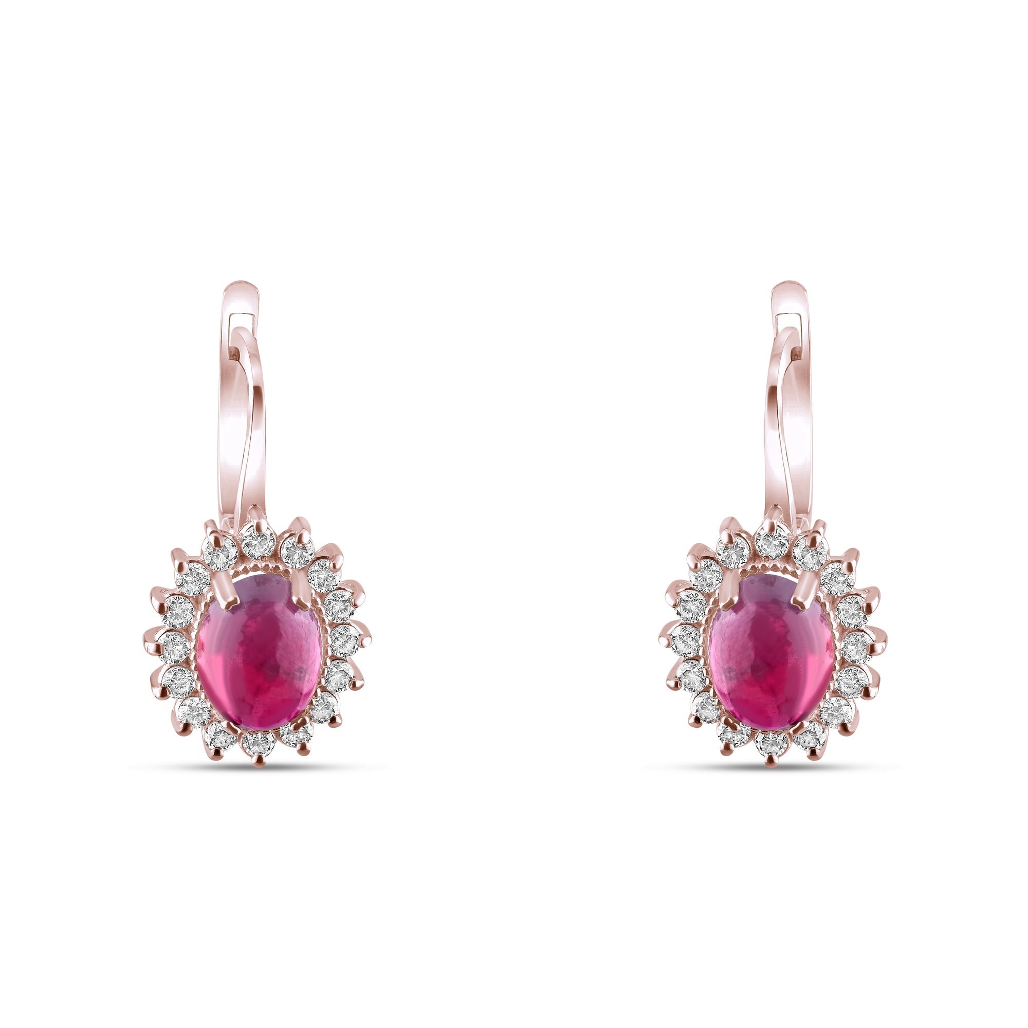 3.15 Carat Natural Diamond and Ruby Earrings – Fine Jewelry Design - Gold Stone Diamond