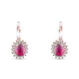 3.15 Carat Natural Diamond and Ruby Earrings – Fine Jewelry Design - Gold Stone Diamond