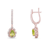 3.35 Carat Natural Diamond and Peridot Earrings – Fine Jewelry Design - Gold Stone Diamond